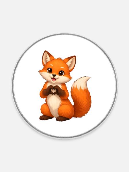 Liebesfuchs Herzform - Runder Kühlschrankmagnet - Weiß