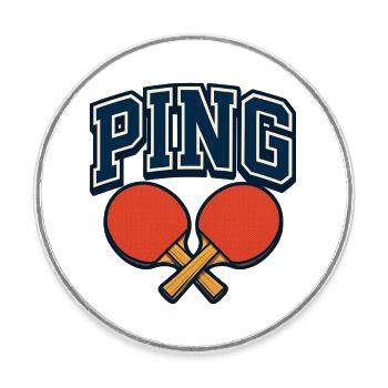 Ping Pong - Tennis de Table - Magnet rond - blanc - Devant
