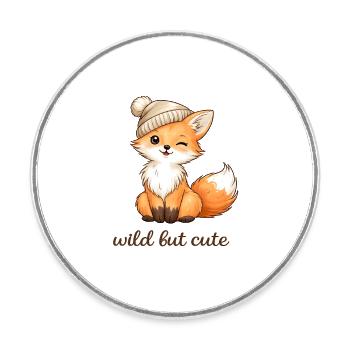 Kuscheliger Fuchs mit Mütze - Runder Kühlschrankmagnet - Weiß - Vorne
