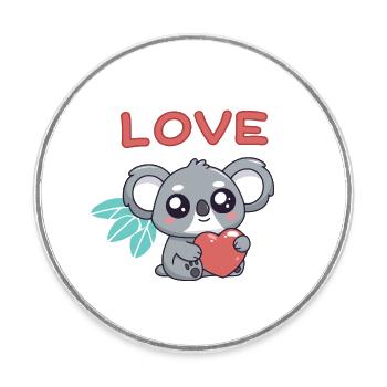 Koala-Herz-Liebe Kawaii - Runder Kühlschrankmagnet - Weiß - Vorne