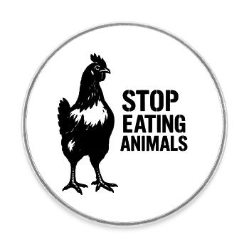 Crow Picture Vegan Consciousness - Round  fridge magnet - white - Front