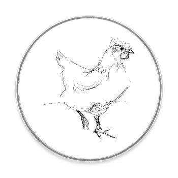 Chicken - Round  fridge magnet - white - Front