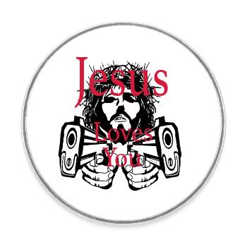 Jesus Loves You – Faith Statement Art Design - Runder Kühlschrankmagnet - Weiß - Vorne