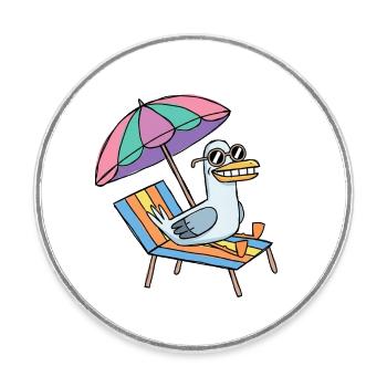 Seagull part en vacances - Magnet rond - blanc - Devant