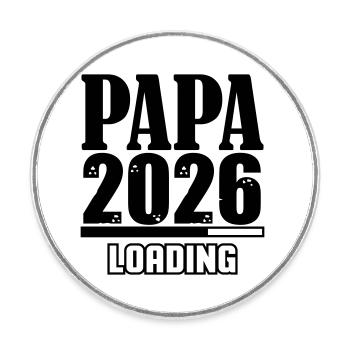 Papa 2026 Loading - Round  fridge magnet - white - Front