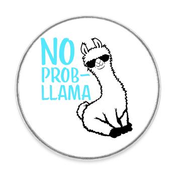 No Prob Lama Cool Sonnenbrille Sitzend Problama - Runder Kühlschrankmagnet - Weiß - Vorne