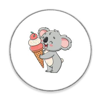Gourmet-Koala und Eiscreme - Runder Kühlschrankmagnet - Weiß - Vorne