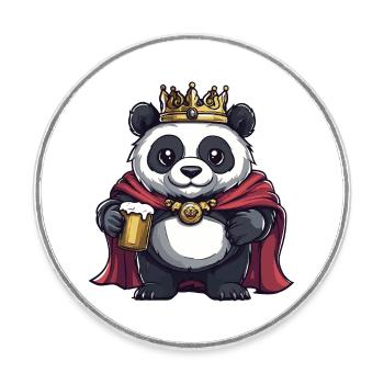 Panda Beer King - Round  fridge magnet - white - Front