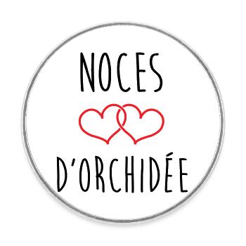Orchid Wedding 55 years of marriage - Round  fridge magnet - white - Front