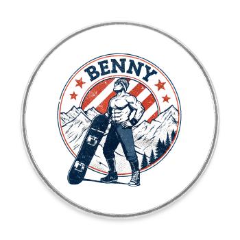 Benny, Vintage-Look - Runder Kühlschrankmagnet - Weiß - Vorne