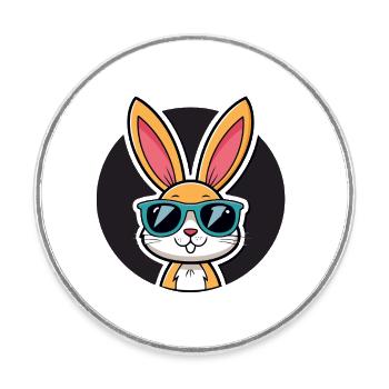 Lapin solaire en lunettes bleues - Magnet rond - blanc - Devant