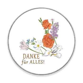 Blumenstrauß Danke - Runder Kühlschrankmagnet - Weiß - Vorne