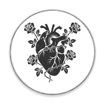 Anatomisches Herz Rosen Gothic - Runder Kühlschrankmagnet - Weiß - Vorne