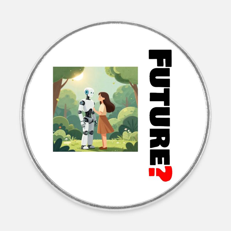 Futur ami dans la forêt - Magnet rond - blanc