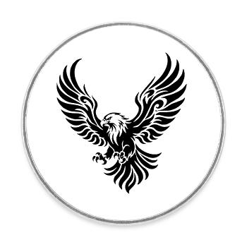 Kraftvoller Adler mit ausgebreiteten Schwingen - Runder Kühlschrankmagnet - Weiß - Vorne