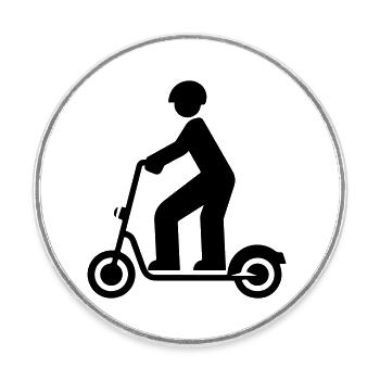 Elektro Scooter - Runder Kühlschrankmagnet - Weiß - Vorne