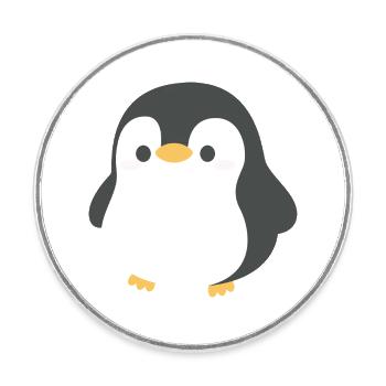 Chibi Penguin Silhouette - Round  fridge magnet - white - Front