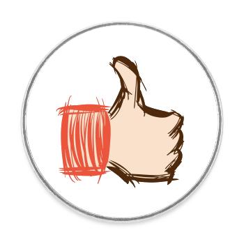 Daumen hoch, Daumen runter, emoji handgezeichnet - Runder Kühlschrankmagnet - Weiß - Vorne