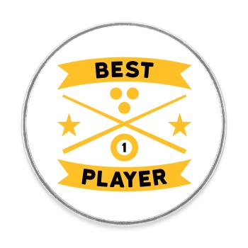 Best billiard player, Billardqueues, Billardkugeln - Runder Kühlschrankmagnet - Weiß - Vorne