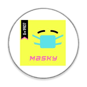 Emoji Day 2022 - Emoji Masky - Design A - Round  fridge magnet - white - Front