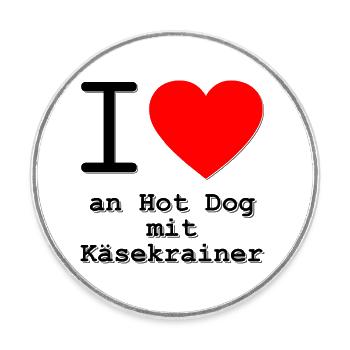 i love an Hotdog mit Käsekrainer - Runder Kühlschrankmagnet - Weiß - Vorne