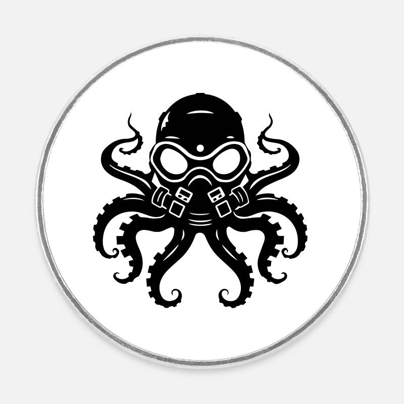 Octodiver - Magnet rond - blanc