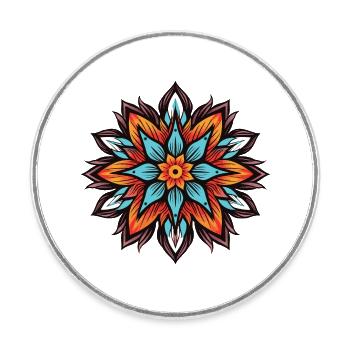 Frost Blume Mandala Symbol Stern Winter - Runder Kühlschrankmagnet - Weiß - Vorne