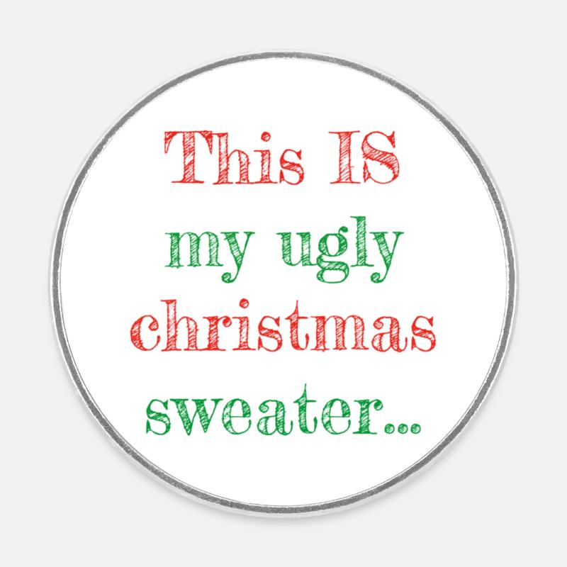 Pull de Noël moche - Magnet rond - blanc