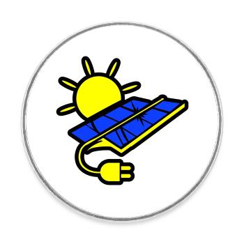 Photovoltaic system solar energy - Round  fridge magnet - white - Front