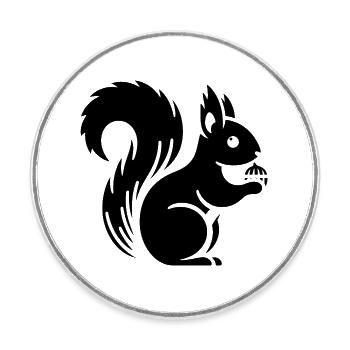 Silhouette d’écureuil minimaliste avec écrou - Magnet rond - blanc - Devant