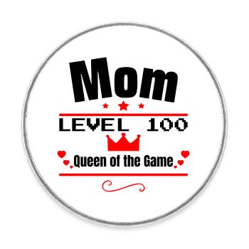 Maman niveau 100 : Reine du jeu, cadeau de fête des mères - Magnet rond - blanc - Devant