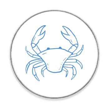 Blue Crab Line Art - Round  fridge magnet - white - Front