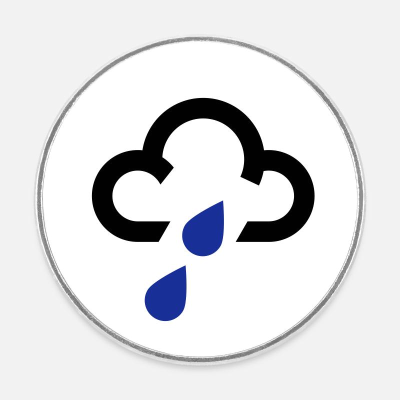 weather symbol icon rain cloud raining - Round  fridge magnet - white