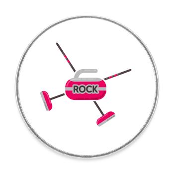 Curling Curling Curling Stone Curler - Round  fridge magnet - white - Front