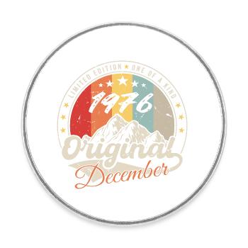 Vintage Birthday Gift - December 1976 - Round  fridge magnet - white - Front