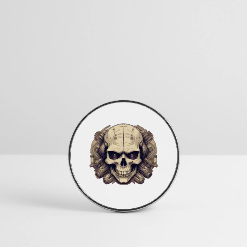 Bionic Skull - Comic Style Logo Round  fridge magnet