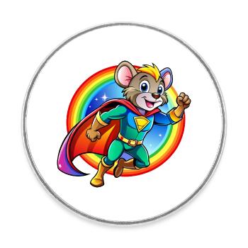 Superhelden Maus - Runder Kühlschrankmagnet - Weiß - Vorne