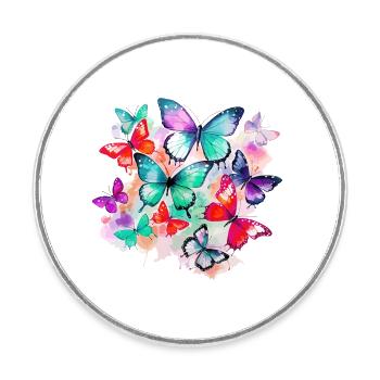 Papillon Coloré Coloré Beau Art Nature - Magnet rond - blanc - Devant