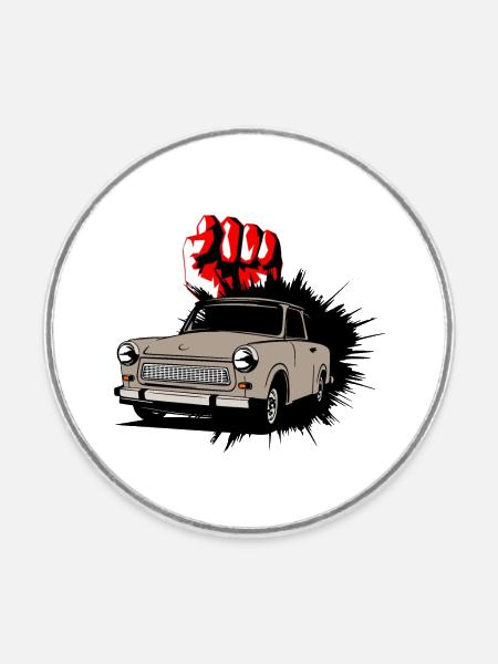  Trabi Auto - Runder Kühlschrankmagnet - Weiß