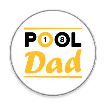 Pool dad (Billardkugeln 1 und 8, Billardqueues) - Runder Kühlschrankmagnet - Weiß - Vorne