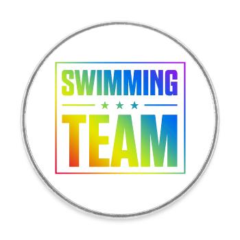 Équipe de natation - Magnet rond - blanc - Devant
