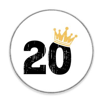 20 couronne 20e anniversaire 20 ans - Magnet rond - blanc - Devant