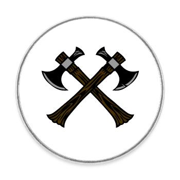 Axe Icon - Round  fridge magnet - white - Front
