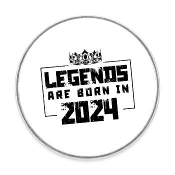 2024 legends born in - Round  fridge magnet - white - Front