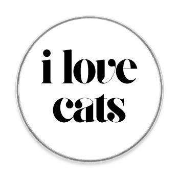 Ich liebe Katzen - Runder Kühlschrankmagnet - Weiß - Vorne