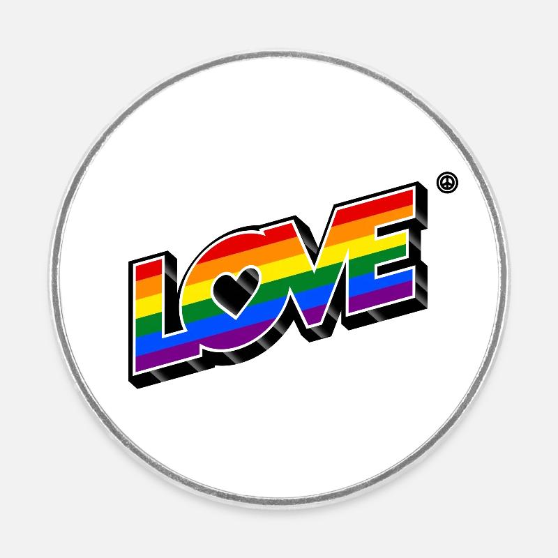 Love LGBT+ 3D 2 - Magnet rond - blanc