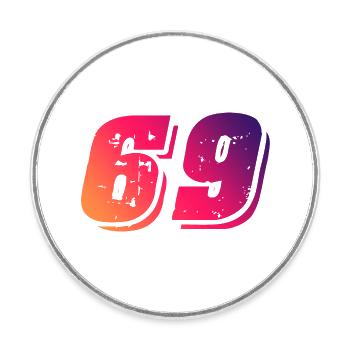 Symbole numérique 69 - Magnet rond - blanc - Devant