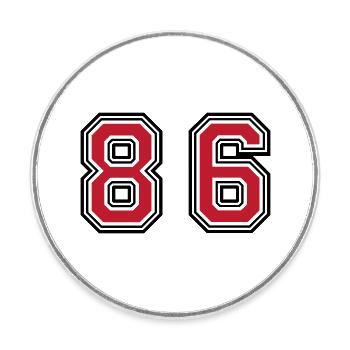 86 Number Symbol - Round  fridge magnet - white - Front