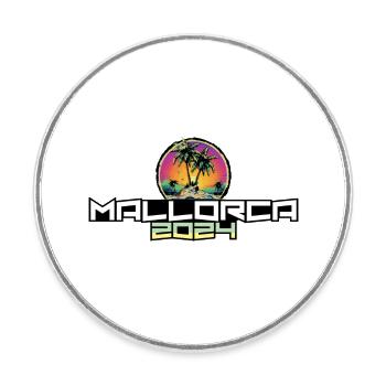 Majorque 2024 Palmiers de vacances - Magnet rond - blanc - Devant