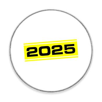 2025 Jahr - Runder Kühlschrankmagnet - Weiß - Vorne